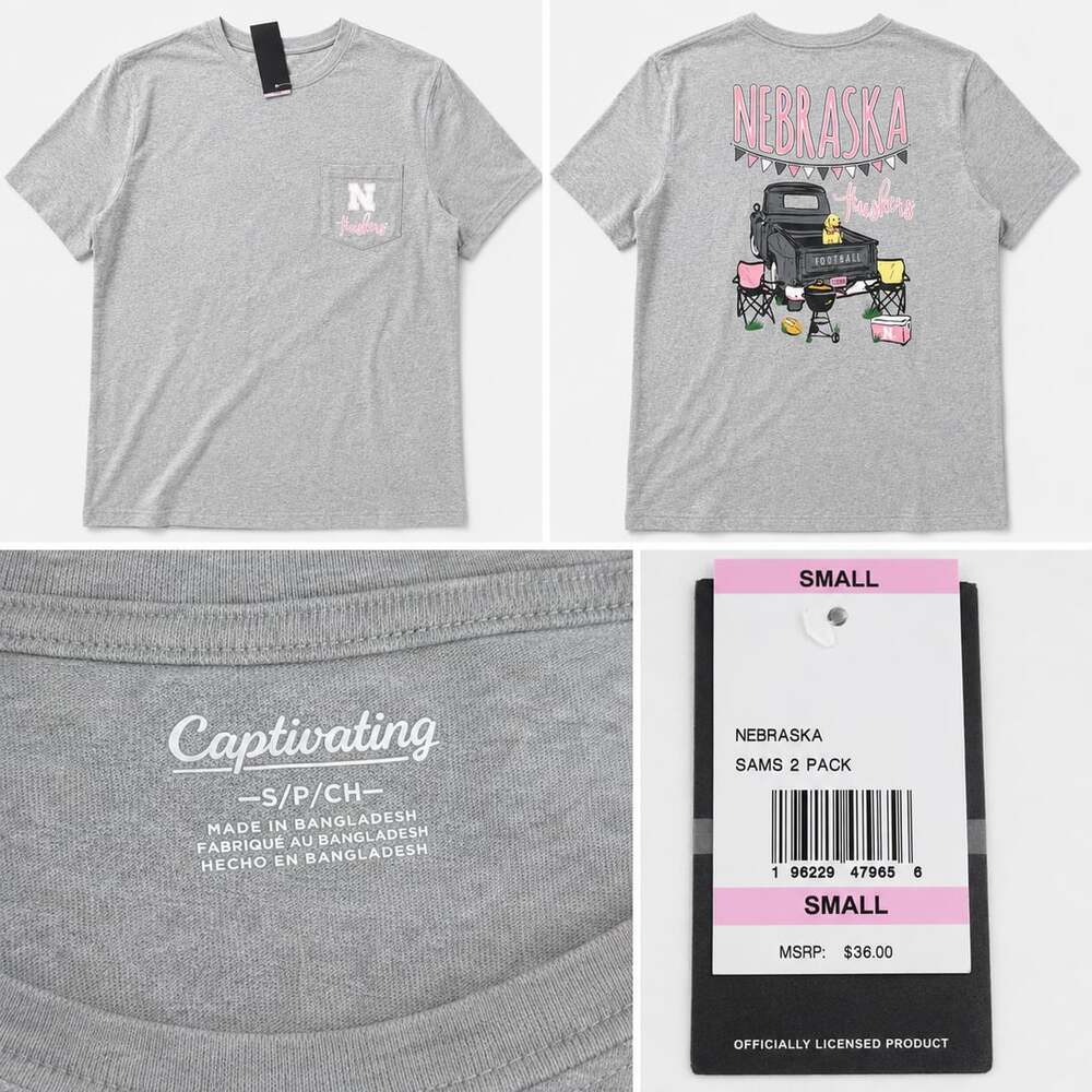 Captivating Nebraska Huskers Tailgate Pocket T-Shirt Gray Size S